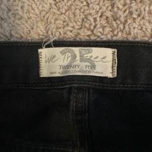 Free people high waisted black cropped jeans. Size 25.
